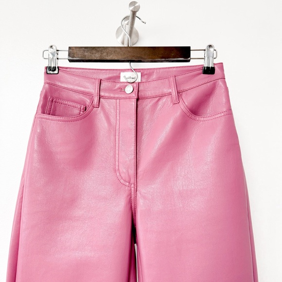 Aritzia Wilfred Melina Faux Vegan Leather High Rise Summer Fall Chic Pants Pink - Picture 5 of 14